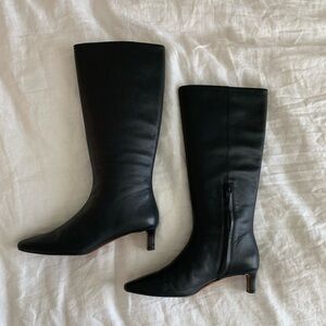 Madewell Long Black Heeled Leather Boots